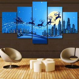 Simple Canvas Painting Print Home Decor Wall Art 5 Pcs Christmas Modular Hang Picture Poster Snow Drop No Frame254e