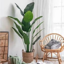 Decorative Flowers 32" Living Room Greenery Large Home Decoration Faux Banana Tree Fake Plant Artificial Palm