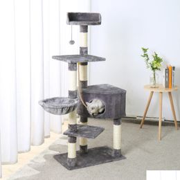 Cat Furniture Scratchers Domestic Delivery Tree Luxury Tower With Double Condos Spacious Perch Fly Wrapped Scratching Sisal Post A Otvt4