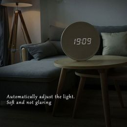 Wall Clocks LED Digital Table Clock Alarm Mirror Hollow Modern Design Watch For Home Living Room Decoration Wood White Gift1199H