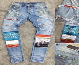 New FASHION washed do old embroidery five star suede light blue jeans with micro bounce slim AMI man SIZE 30404218277