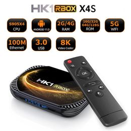 HK1 RBOX 8K Amlogic S905X4 TV Box Android 11.0 4GB 32GB 64GB 128GB Set Top Box 100M Dual WiFi Smart TV Boxes Media Player