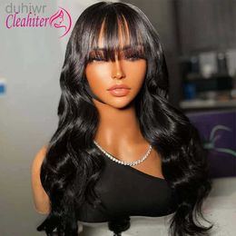 Synthetic Wigs Synthetic Wigs Hair Body Wave Wig With Bang 13x4 Lace Frontal Wigs Glueless Wigs 4x4 Closure Wig Bleached ldd240313