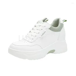 Outono casual derme 620 primavera sapatos femininos tênis branco de sola grossa aumentado pequenas mulheres