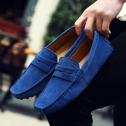 Casual Shoes Size 38-49 High Quality Men Fashion Mens Genuine Leather Suede Loafers Moccasins Flat Driving Flats