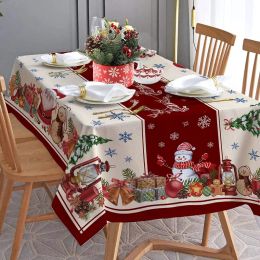 Pads Christmas Tablecloths Snowman Pattern Rectangle Tablecloths Christmas Tablecloths Kitchen Table Linen Antifouling Decorations