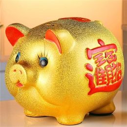 Ceramic Cartoon Boxes Creative Golden for Gift Piggy Bank Children's Retro Coin Tank Money Savings Home Decoration GG50cq 201282i