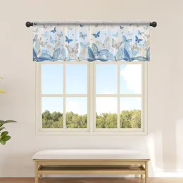 Curtain Pastoral Butterfly Flower Gradient Sheer Curtains For Kitchen Cafe Half Short Tulle Window Valance Home Decor