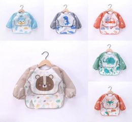 Baby Toddler Bib Overall Waterproof Bear Christmas Burp Cloths Long Sleeve Cartoon Animail Elk Print Children Kid Feeding Smock Ap5064597