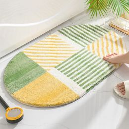 Mats Striped Bathroom Mats Rectangular Water Absorbent Floor Carpet Nonslip Shower Mat Toilet Door Entrance Mat Bath Decoration