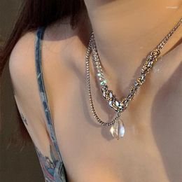 Chains 2024 Goth Punk Transparent Water Drop Pendant Necklace For Women Korean Fashion Multi-layer Choker Jewellery