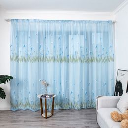 Multicolor Trumpet curtain Leaves Curtains Tulle Window Voile Drape Valance 1 Panel Fabric For Living Room Blackout Decoration#452637