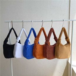 HBP Non-Brand Wholesale winter new womens fashion popular single shoulder bag simple solid Colour soft handbag candy fluffy armpit