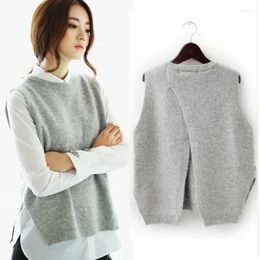 Women's Vests Women Vest Waistcoat Jacket Sweater Loose O-neck Pullover Big Yards Female Hedging For