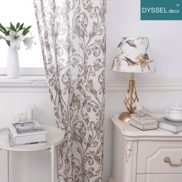 Curtains Dyssel Modern Natural Floral Printting Europe Style Voile Tulle Sheer Gromment Rod Pocket Windows Curtain For Livingroom Bedroom