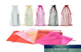 10Pcsset Organza Wine Bottle Gift Bag Wedding Party Decor Bottle Bags 5 Colors 37x15cm2313363