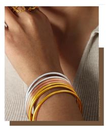 Bangle Bracelet For Women Luxury Stainless Steel High Quality Gold Silver Colour Bracelets Girls Simple Accessories Jewellery