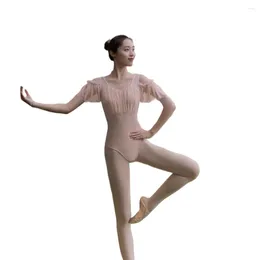 Stage Wear Ballet Dance Practise Training Chinese Folk Ruffled Mesh Shoulder Body Art Test Adult Fairy Women's Clothing
