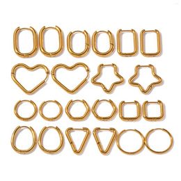 Hoop Earrings Fashion 304 Stainless Steel Gold Color Geometric Heart Oval For Women Wedding Party Earring Jewelry