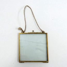 Gift Antique Brass Hanging Picture Glass Po Frame Metal Portrait Vintage Stand Hanging Picture Frames Home Decor Gift2881