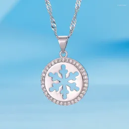 Pendants Snowflake Hollow Pendant Women Jewellery Romantic Gypsophila Crystal Sunflower Necklace 925 Silver Chain Fashion Accessories