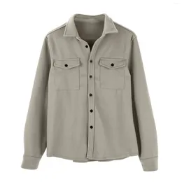 Men's Jackets Male Brushed Shirt Jacket Autumn And Winter Long Sleeve Lapel Multi Pocket Solid Windbreaker Coat Travel 2024 Men