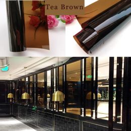 Films Stained Window Film Vinyl Heat Control AntiUV EnergySaving Oneway Mirror Tint Roll Foils Decor Home and Office Tea Brown 5m