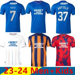 2023 2024 Rangers Soccer Jerseys 23 24 Glasgow COLAK ROOFE LUNDSTRAM HAGI BARKER MORELOS TAVERNIER KENT TILLMAN FC FASHION JR Football Shirt Men Kids Kit Boys