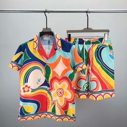 23SS MENS 디자이너 트랙 슈트 세트 럭셔리 클래식 패션 하와이 셔츠 트랙 슈트 파인애플 프린트 반바지 셔츠 짧은 슬리브 정장 #012
