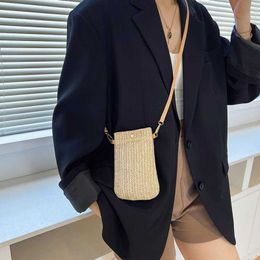 Walking Outfit with Mobile Phone Bag Women's Summer Grass Woven Change Crossbody Small Western-style Backpack