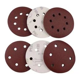 125mm 5-inch 8-hole sandpaper red flocking polishing disc back velvet