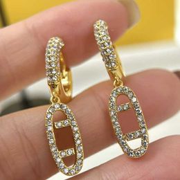 DesignerDesigner Letter Ear Stud Crystal Earrings Gold Fashion Earrings For Women Christmas Wedding Gift Designer Jewellery Earring Womens Ear Ring 2024 Gift catego