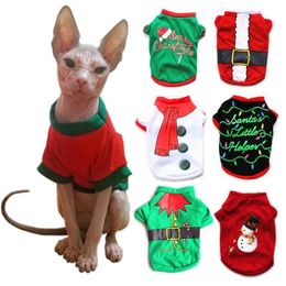 Dog Apparel Christmas Series Printed Costume Pure Cotton Vest Puppy Shirt Clothes For Small Dogs Xmas Pet Sphynx Cat Kitten247h