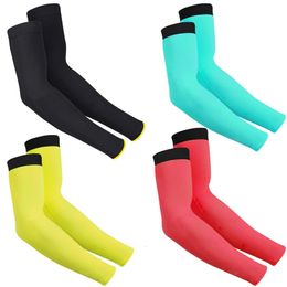 Men Cycling Running Bicycle UV Sun Protection Cuff Cover Protective Black Yellow Blue Bike Sport Arm Warmers Sleeves 240312