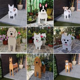 Garden Flower Pot Dog Planter Schnauzer Bulldog Poodle Corgi Yorkshire Garden Pots DIY PVC Flower Planter Garden Home Decor 240309