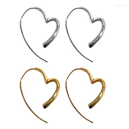 Stud Earrings Heart Hoop Earring For Women Metal Gold Silver Colour Hollow Out Love