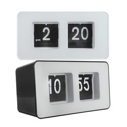 Unique Retro Auto Flip Clock Cube Desk Table Wall Kitchen Simple Modern Design314U