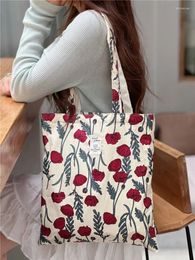 Shopping Bags Eco Cloth Reusable Foldable Grocery Shopper Tote Cotton Canvas Floral Women Shoulder Bag Girl 's Bookbag Handbag
