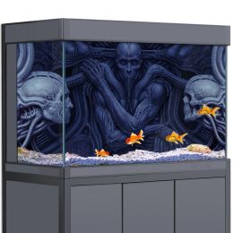 Decorations Aquarium Background 3D Alien Scorn Video Game HD Printing Wallpaper Fish Tank Reptile Habitat Background Decorations