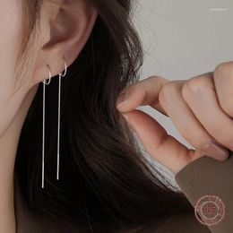 Dangle Earrings 925 Sterling Silver Circle Long Drop For Women Romance Mini Korean Fashion Earring Girlfriend Birthday Jewelry Gift