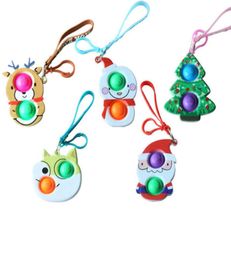 lanyard sensory bubbles per key ring push poo-its finger puzzle toys 2021 christmas santa clause elk snowman xmas tree cartoon charms G82AC013923759