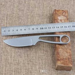 Camping Hunting D2 Outdoor Ant Small Simple Chain Field Survival Knife One Whole Steel Stone Wash Knives With Fixed Blade 240312