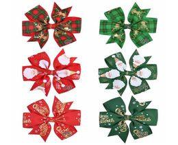 35 Inch christmas Hairpin JO Hair Bow Baby Girls Santa Claus print Barrettes Kids Boutique Xmas Hair Clip Children Hair Accessori8277730