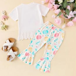 Clothing Sets Toddler Baby Girls Easter Pants Short Sleeve Letter Print T-shirt Egg Flared