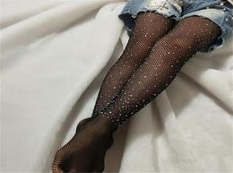 Leggings Tights Toddler Girls Fashion Fishnet Hollow Bling Children Stretch Elastic Mesh Crystals Girl Stockings Solid Pantyhose5572062