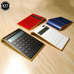 Creative Ultrathin Portable Mini Gold Frame 10 Digital Calculator Solar Crystal Keyboard Dual Power Office Supplies 240227