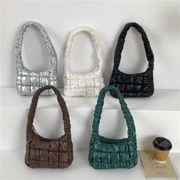 HBP Non-Brand Fashion Creative Design Pleated Plaid Shoulder Bag Women Soft PU Leather Hand Bags Ladies Trendy Handbags