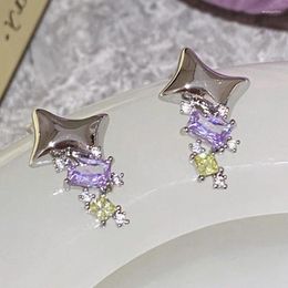 Stud Earrings Uilz Star Earring High-quality Purple Cz Zirconia For Women Rectangle Pendant Statement Jewellery