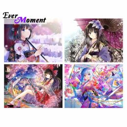 Stitch Ever Moment Diamond Modern Canvas Painting Mosaic Embroidery Cross Stitch Kits Japan Anime Cartoon Umbrella Beauty Girl ASF2368