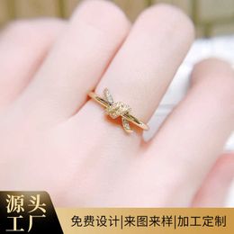 Designer Gu Ailing Same Style Knot Ring Womens 18K Rose Gold Twisted Bow Coloured Wedding